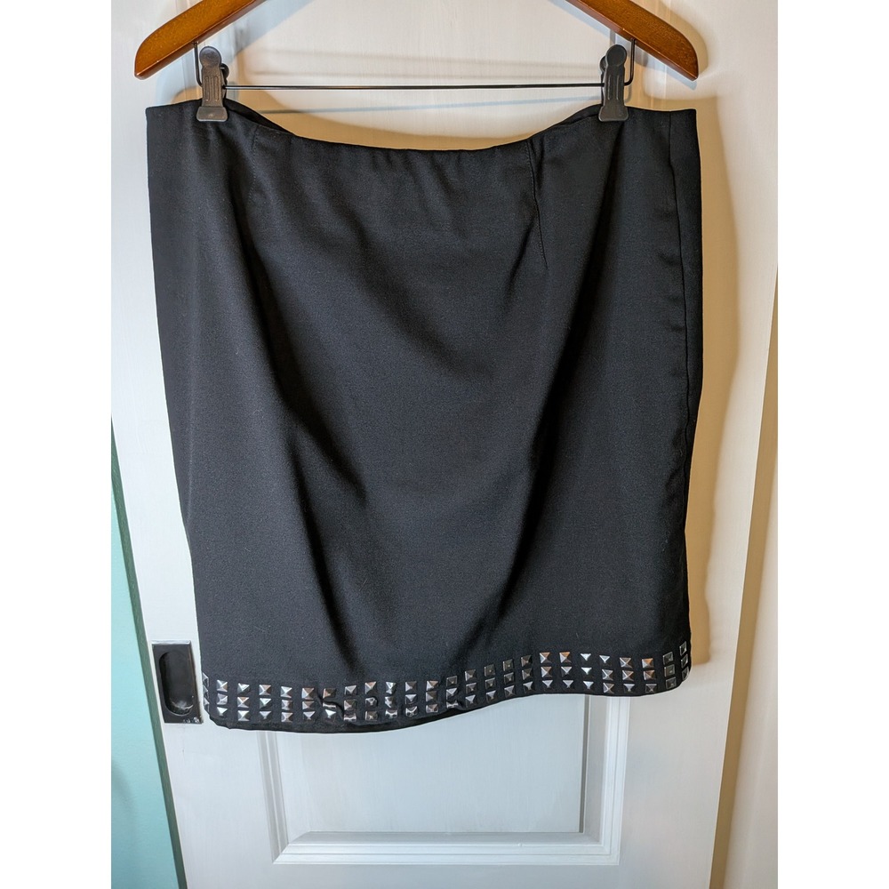 INC International Concepts Black Studded Hem Mini Skirt Plus Size 16W WPL 8046